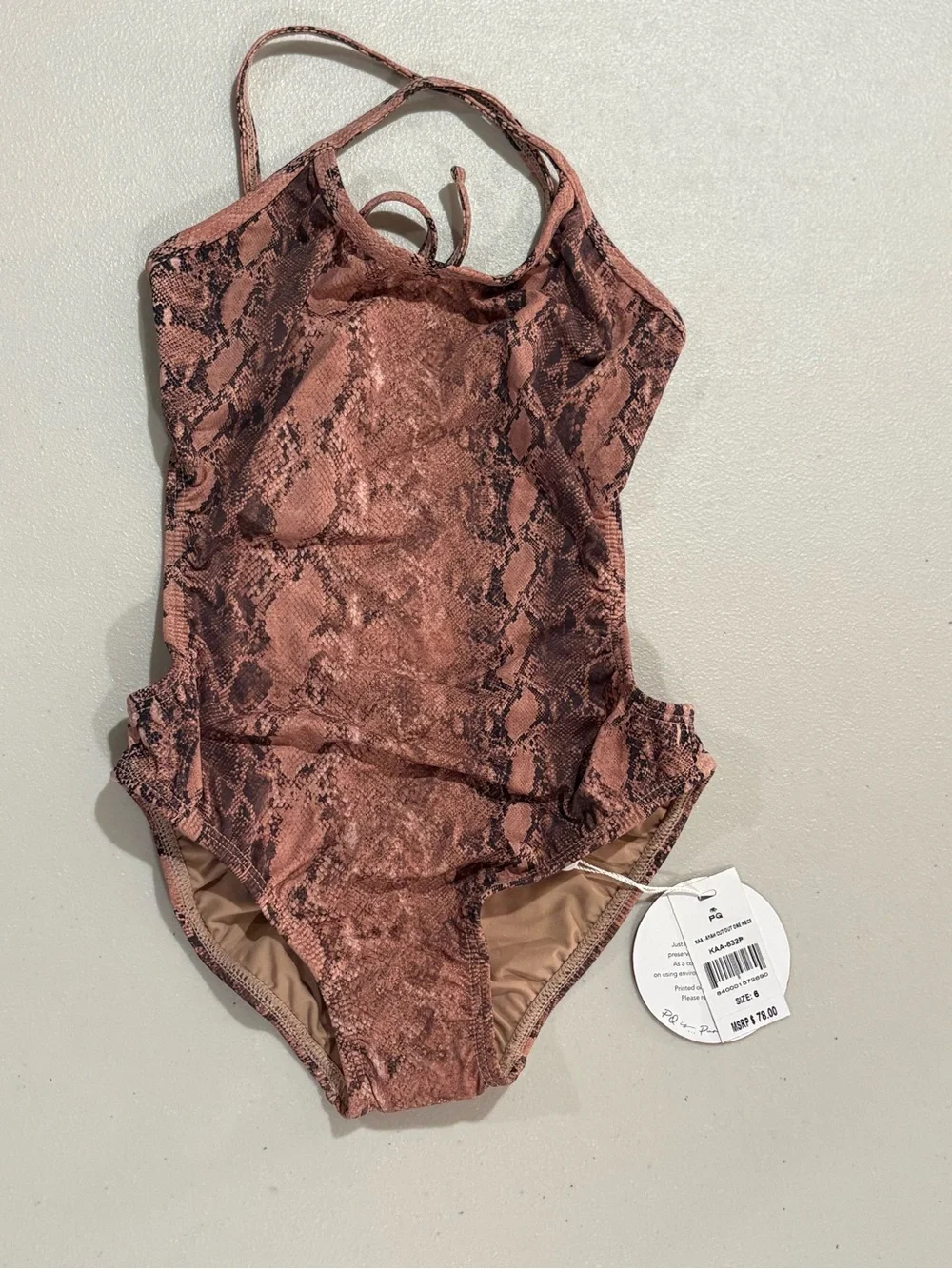 Pilyq Kids One-Piece Swimsuit in Brown Snake Print